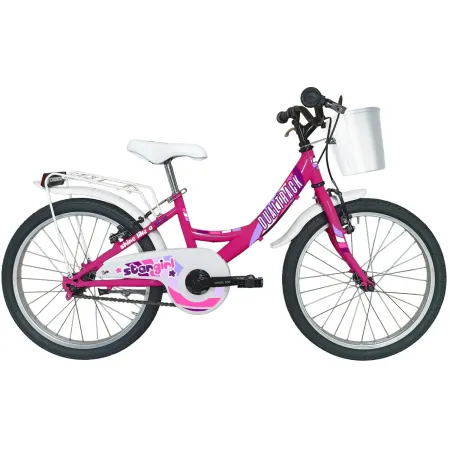 Bicicletta 20" per Bambini Fucsia 1 Velocità con Cestino Portapacchi