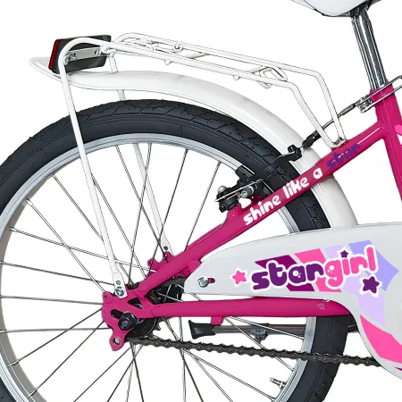 Bicicletta 20" per Bambini Fucsia 1 Velocità con Cestino Portapacchi