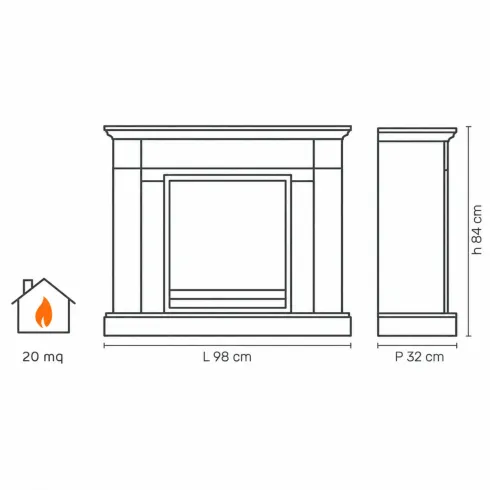Camino Bioetanolo MDF Finitura Rovere da Terra 3 kW/h Inserto Acciaio
