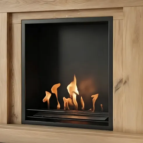 Camino Bioetanolo MDF Finitura Rovere da Terra 3 kW/h Inserto Acciaio
