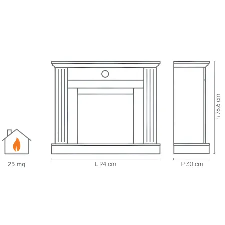 Camino Elettrico MDF Effetto Rovere 2 kW con LED Mensola Telecomando