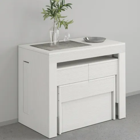 Set 2 Panche Allungabili da Pranzo 66-290 cm Bianco Larice Salvaspazio