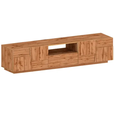 Mobile da Soggiorno Porta TV 4 Ante Cassetto 220 cm Rovere Moderno