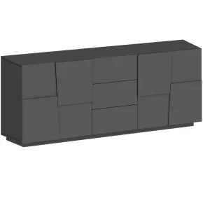 Madia 220 cm Credenza 4 Ante 4 Cassetti Grigio Antracite da Soggiorno