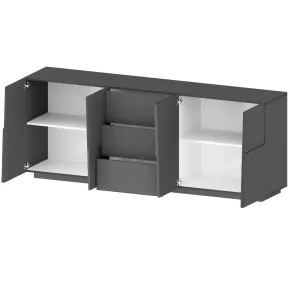 Madia 220 cm Credenza 4 Ante 4 Cassetti Grigio Antracite da Soggiorno 2