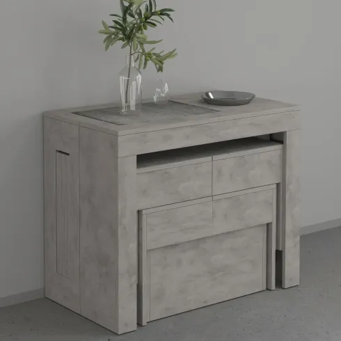 Panca Allungabile Set 2 Pezzi 66-290 cm Grigio Salvaspazio Soggiorno
