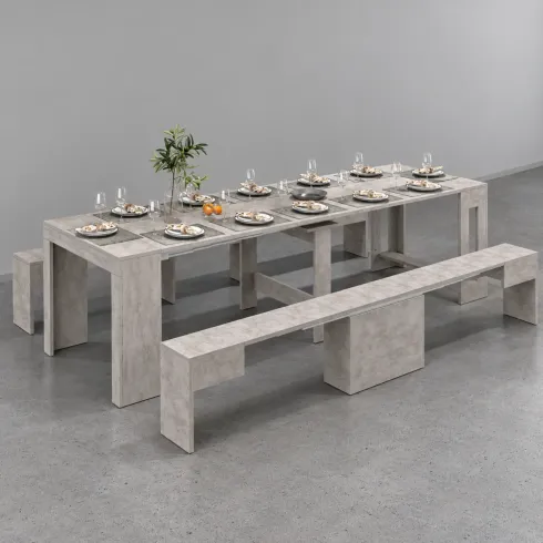 Panca Allungabile Set 2 Pezzi 66-290 cm Grigio Salvaspazio Soggiorno