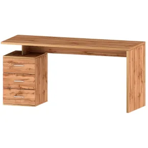 Scrivania da Ufficio 160x60 cm con 3 Cassetti Marrone Effetto Rovere