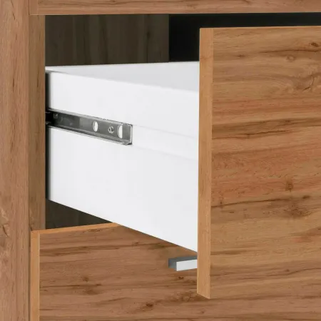 Scrivania da Ufficio 160x60 cm con 3 Cassetti Marrone Effetto Rovere
