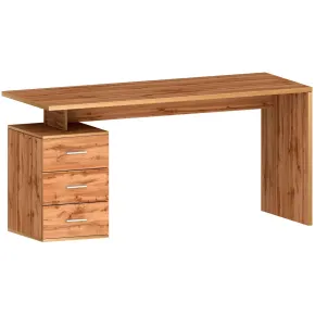 Scrivania da Ufficio 160x60 cm con 3 Cassetti Marrone Effetto Rovere 2