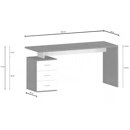 Scrivania da Ufficio 160x60 cm con 3 Cassetti Marrone Effetto Rovere