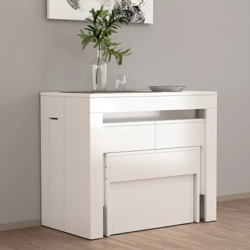 Set 2 Panche Allungabili Sovrapponibili Bianco 66-290 cm da Pranzo