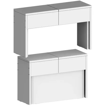 Set 2 Panche Allungabili Sovrapponibili Bianco 66-290 cm da Pranzo