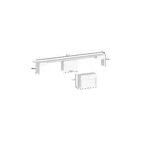 Set 2 Panche Allungabili Sovrapponibili Bianco 66-290 cm da Pranzo