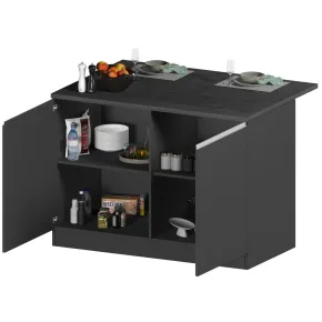 Mobile Isola per Cucina Antracite Piano Report con 2 Ante 125x90 cm