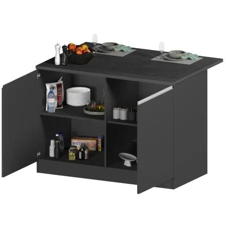 Mobile Isola per Cucina Antracite Piano Report con 2 Ante 125x90 cm