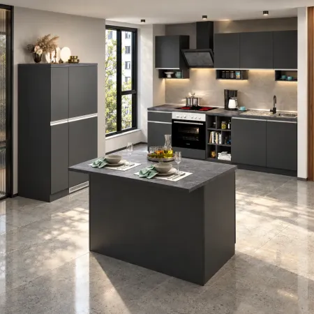 Mobile Isola per Cucina Antracite Piano Report con 2 Ante 125x90 cm