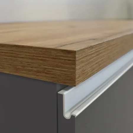 Isola Cucina Centrale Antracite Piano Appoggio Effetto Rovere 125 cm