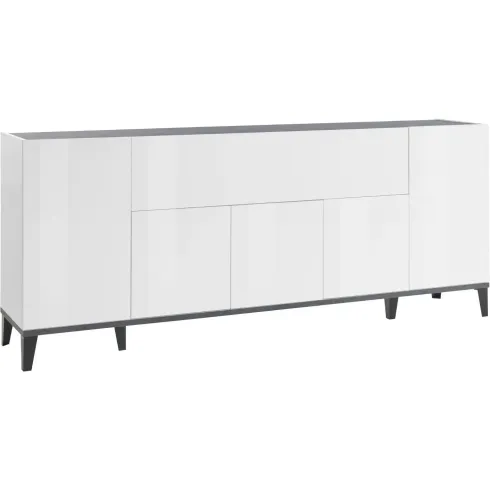 Madia da Soggiorno Bianco Ardesia Credenza 4 Ante 1 Ribalta 200 cm