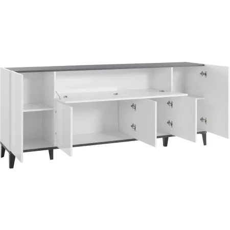 Madia da Soggiorno Bianco Ardesia Credenza 4 Ante 1 Ribalta 200 cm
