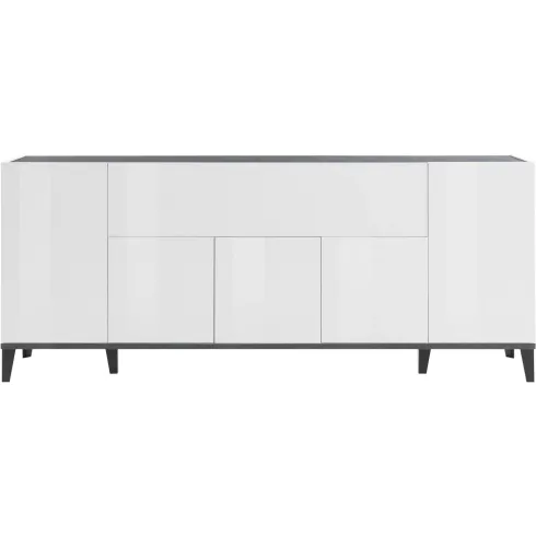 Madia da Soggiorno Bianco Ardesia Credenza 4 Ante 1 Ribalta 200 cm