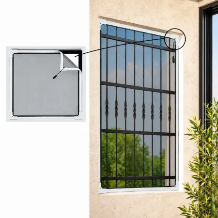 Zanzariera per Grate 150x150 cm Bianco con Magnete Perimetrale