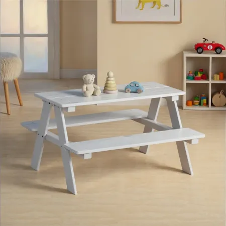 Tavolo da Giardino Pic Nic in Legno per Bambini Bianco
