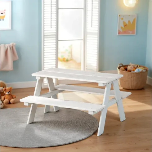 Tavolo da Giardino Pic Nic in Legno per Bambini Bianco