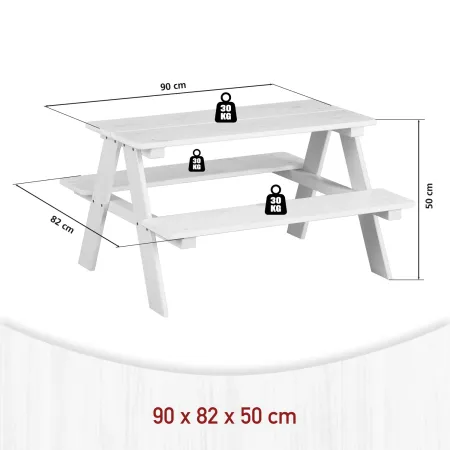 Tavolo da Giardino Pic Nic in Legno per Bambini Bianco