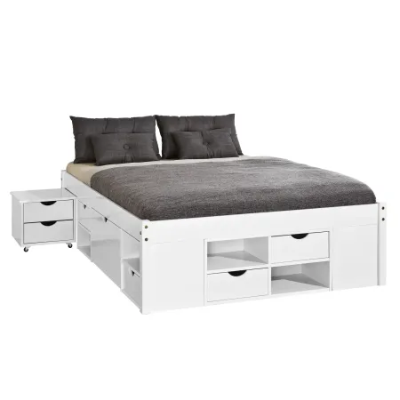 Letto alla Francese 140x200 Bianco Rete a Doghe con Cassetti una piazza e mezzo | Bricoshop24