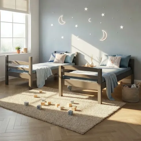 2 Letti Singoli a Castello per Materasso 90x200 Rete a Doghe Cameretta Bambini | BricoShop24