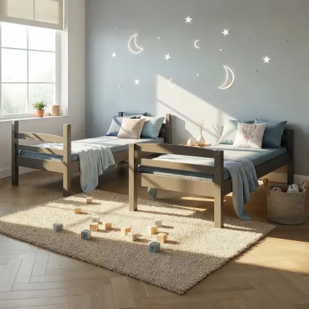 2 Letti Singoli a Castello per Materasso 90x200 Rete a Doghe Cameretta Bambini | BricoShop24