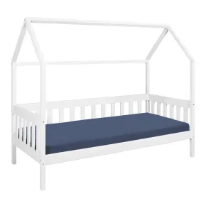 Letto singolo 90x200 cm Bianco con Tetto Doghe
