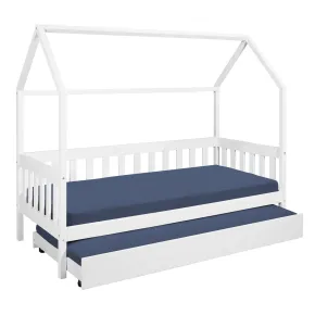 Letto singolo 90x200 cm Bianco con Tetto Doghe 2