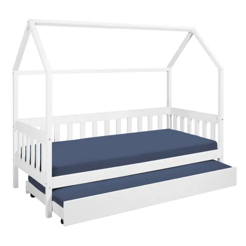 Letto singolo 90x200 cm Bianco con Tetto Doghe