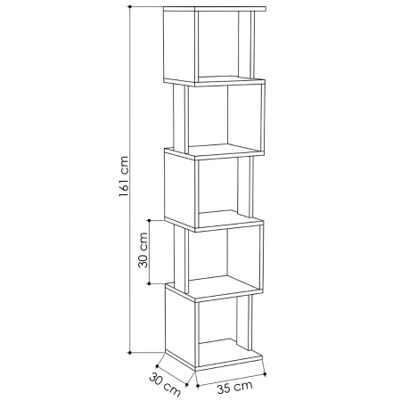 Libreria Moderna a 5 Ripiani Scaffale Bianco per Camera Soggiorno