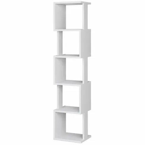 Libreria Moderna a 5 Ripiani Scaffale Bianco per Camera Soggiorno