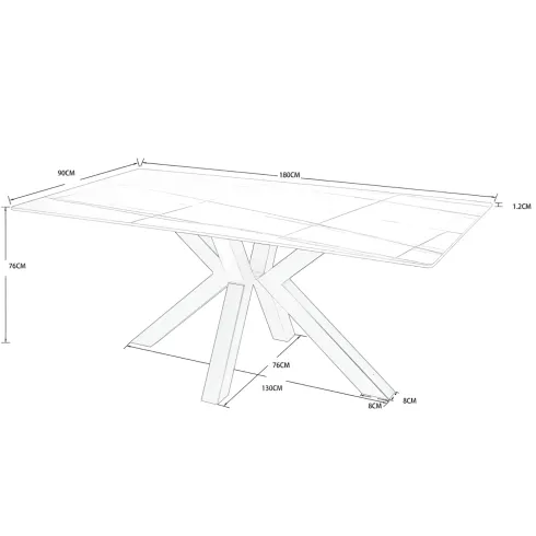 Tavolo da Pranzo Ceramica Effetto Marmo Grigio Rettangolare 180x90 cm
