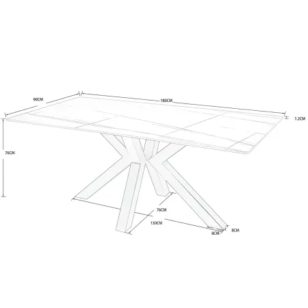 Tavolo da Pranzo Ceramica Effetto Marmo Grigio Rettangolare 180x90 cm