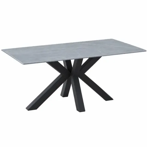 Tavolo da Pranzo Ceramica Effetto Marmo Grigio Rettangolare 180x90 cm