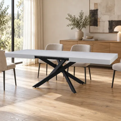 Tavolo Allungabile Bianco da Pranzo 160-240 cm Rettangolare 8 Posti