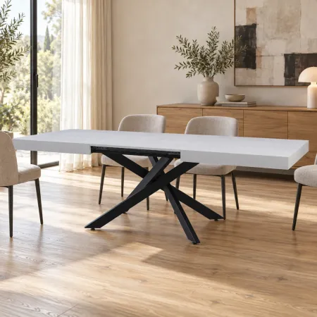 Tavolo Allungabile Bianco da Pranzo 160-240 cm Rettangolare 8 Posti