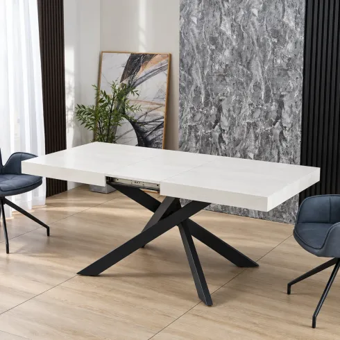 Tavolo Allungabile Bianco da Pranzo 160-240 cm Rettangolare 8 Posti