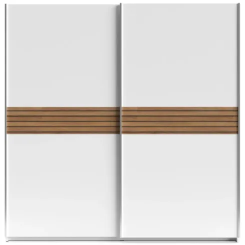Armadio Camera da Letto 2 Ante Scorrevoli Bianco Inserti Rovere 200 cm
