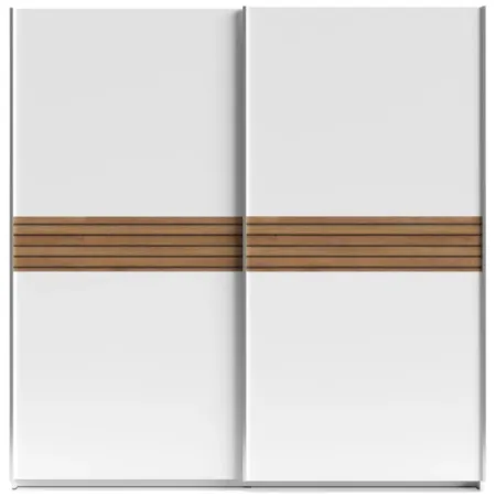 Armadio Camera da Letto 2 Ante Scorrevoli Bianco Inserti Rovere 200 cm