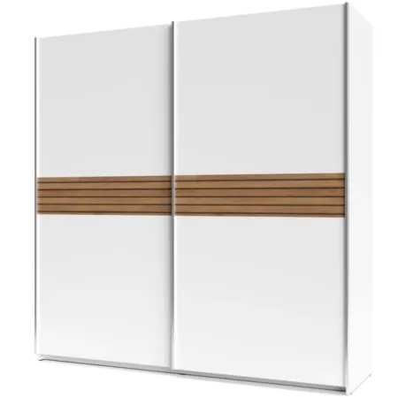 Armadio Camera da Letto 2 Ante Scorrevoli Bianco Inserti Rovere 200 cm