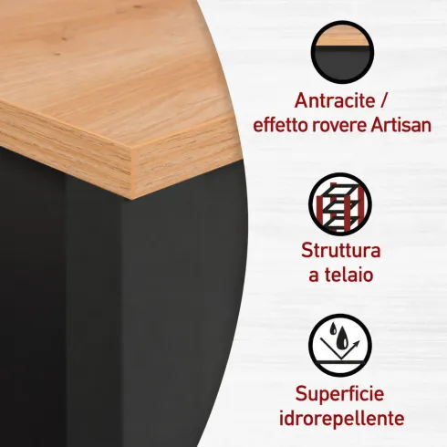 Mobile Colonna Bagno Antracite Idrorepellente Ante Reversibili Cassetto