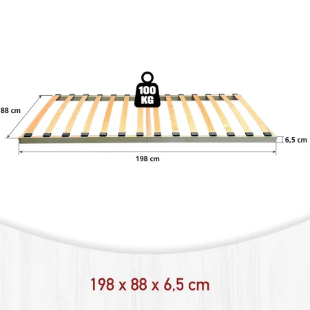 Rete a Doghe Flessibili Letto singolo 90x200 cm Telaio Legno Massello