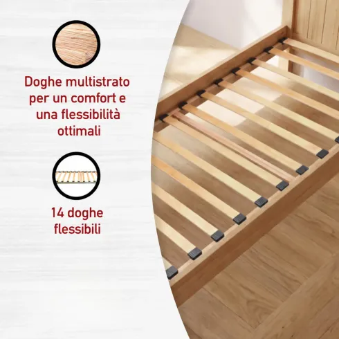Rete a Doghe Flessibili Letto singolo 90x200 cm Telaio Legno Massello