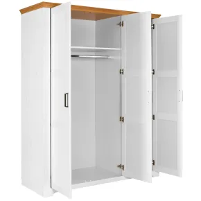 Armadio Camera da Letto 3 Ante Legno Bianco Effetto Rovere con Specchi 2